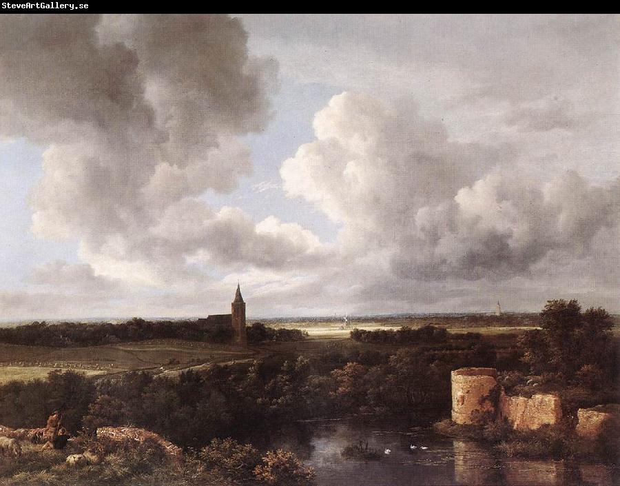 Jacob van Ruisdael An Extensive Landscape with Ruined Castle and Village Church